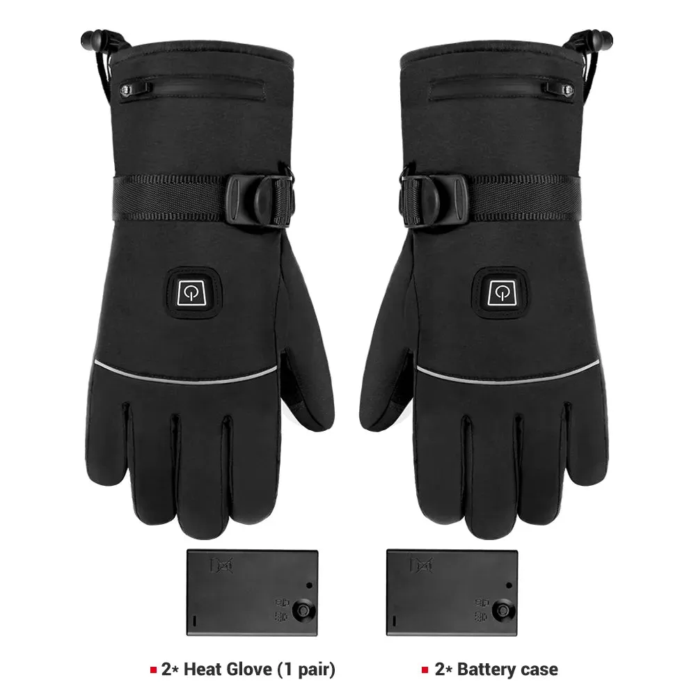 Winter Cycling Gloves Waterproof Heated Guantes Ciclismo Touch Screen Battery Powered Bike Gloves Racing Riding Ski Gloves