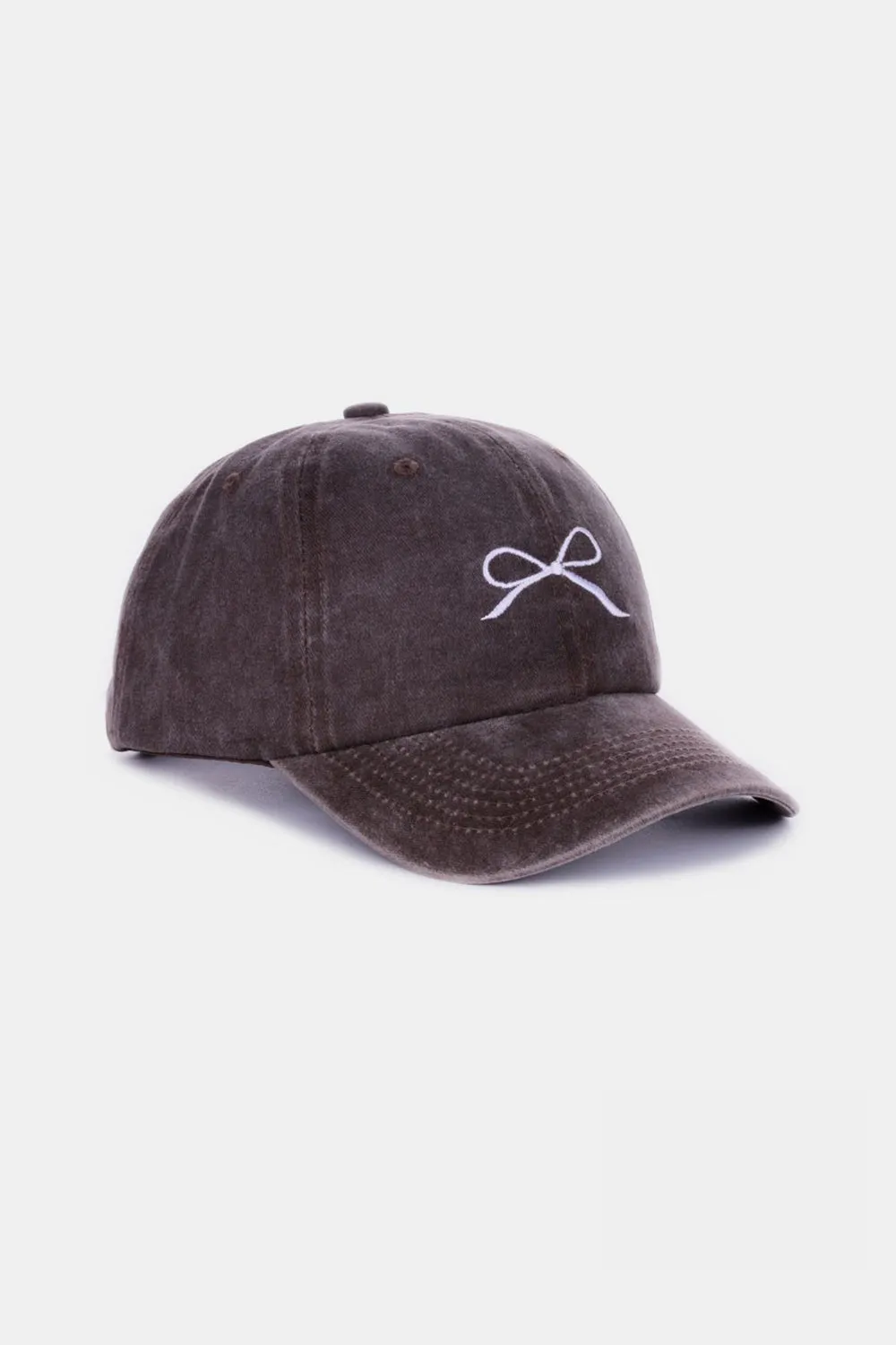 Zenana Bow Embroidered Washed Cotton Caps